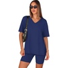 image:imageWIHOLL 2 Piece Lounge Sets for Women Summer Oversized Tshirts Biker Shorts Casual Airport Vacation OutfitsNavy