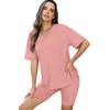 image:imageWIHOLL 2 Piece Lounge Sets for Women Summer Oversized Tshirts Biker Shorts Casual Airport Vacation OutfitsPink