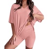 image:imageWIHOLL 2 Piece Lounge Sets for Women Summer Oversized Tshirts Biker Shorts Casual Airport Vacation OutfitsPink