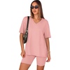 image:imageWIHOLL 2 Piece Lounge Sets for Women Summer Oversized Tshirts Biker Shorts Casual Airport Vacation OutfitsPink