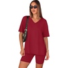 image:imageWIHOLL 2 Piece Lounge Sets for Women Summer Oversized Tshirts Biker Shorts Casual Airport Vacation OutfitsWinered