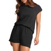 image:imageWIHOLL 2 Piece Sets for Women Casual Summer Travel Vacation Outfits Cap Sleeve Shorts Lounge SetBlack