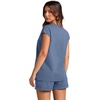 image:imageWIHOLL 2 Piece Sets for Women Casual Summer Travel Vacation Outfits Cap Sleeve Shorts Lounge SetBlue Grey
