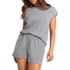image:imageWIHOLL 2 Piece Sets for Women Casual Summer Travel Vacation Outfits Cap Sleeve Shorts Lounge SetGrey