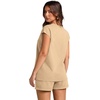 image:imageWIHOLL 2 Piece Sets for Women Casual Summer Travel Vacation Outfits Cap Sleeve Shorts Lounge SetKhaki
