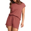 image:imageWIHOLL 2 Piece Sets for Women Casual Summer Travel Vacation Outfits Cap Sleeve Shorts Lounge SetRed