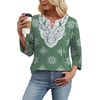 image:imageWIHOLL 34 Length Sleeve Womens Tops Boho V Neck Lace Shirt Trendy Blouses Dressy Casual Vacation Clothes S3XL01  Light Green