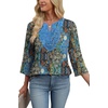 image:imageWIHOLL 34 Length Sleeve Womens Tops Boho V Neck Lace Shirt Trendy Blouses Dressy Casual Vacation Clothes S3XL01  Vintage Boho