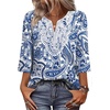 image:imageWIHOLL 34 Length Sleeve Womens Tops Boho V Neck Lace Shirt Trendy Blouses Dressy Casual Vacation Clothes S3XL02  White Tribal Blue Floral