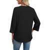 image:imageWIHOLL 34 Length Sleeve Womens Tops Boho V Neck Lace Shirt Trendy Blouses Dressy Casual Vacation Clothes S3XL03  Black