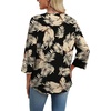 image:imageWIHOLL 34 Length Sleeve Womens Tops Boho V Neck Lace Shirt Trendy Blouses Dressy Casual Vacation Clothes S3XL04  Black With Beige Leaf Print