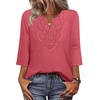 image:imageWIHOLL 34 Length Sleeve Womens Tops Boho V Neck Lace Shirt Trendy Blouses Dressy Casual Vacation Clothes S3XL04  Dusty Rose Pink