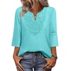 image:imageWIHOLL 34 Length Sleeve Womens Tops Boho V Neck Lace Shirt Trendy Blouses Dressy Casual Vacation Clothes S3XL04  Light Mint Green