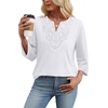image:imageWIHOLL 34 Length Sleeve Womens Tops Boho V Neck Lace Shirt Trendy Blouses Dressy Casual Vacation Clothes S3XL04  White