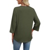 image:imageWIHOLL 34 Length Sleeve Womens Tops Boho V Neck Lace Shirt Trendy Blouses Dressy Casual Vacation Clothes S3XL05  Army Green