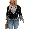 image:imageWIHOLL 34 Length Sleeve Womens Tops Boho V Neck Lace Shirt Trendy Blouses Dressy Casual Vacation Clothes S3XL05  Black Boho Print