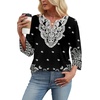image:imageWIHOLL 34 Length Sleeve Womens Tops Boho V Neck Lace Shirt Trendy Blouses Dressy Casual Vacation Clothes S3XL05  Black Boho Print