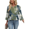 image:imageWIHOLL 34 Length Sleeve Womens Tops Boho V Neck Lace Shirt Trendy Blouses Dressy Casual Vacation Clothes S3XL05  Boho Print