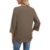 image:imageWIHOLL 34 Length Sleeve Womens Tops Boho V Neck Lace Shirt Trendy Blouses Dressy Casual Vacation Clothes S3XL05  Coffee Brown