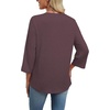 image:imageWIHOLL 34 Length Sleeve Womens Tops Boho V Neck Lace Shirt Trendy Blouses Dressy Casual Vacation Clothes S3XL05  Deep Plum