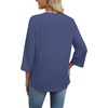 image:imageWIHOLL 34 Length Sleeve Womens Tops Boho V Neck Lace Shirt Trendy Blouses Dressy Casual Vacation Clothes S3XL05  Denim Blue