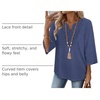 image:imageWIHOLL 34 Length Sleeve Womens Tops Boho V Neck Lace Shirt Trendy Blouses Dressy Casual Vacation Clothes S3XL05  Denim Blue