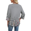 image:imageWIHOLL 34 Length Sleeve Womens Tops Boho V Neck Lace Shirt Trendy Blouses Dressy Casual Vacation Clothes S3XL05  Floral Grey