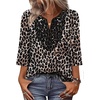 image:imageWIHOLL 34 Length Sleeve Womens Tops Boho V Neck Lace Shirt Trendy Blouses Dressy Casual Vacation Clothes S3XL05  Leopard Print