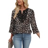 image:imageWIHOLL 34 Length Sleeve Womens Tops Boho V Neck Lace Shirt Trendy Blouses Dressy Casual Vacation Clothes S3XL05  Leopard Print
