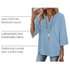 image:imageWIHOLL 34 Length Sleeve Womens Tops Boho V Neck Lace Shirt Trendy Blouses Dressy Casual Vacation Clothes S3XL05  Light Blue