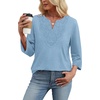 image:imageWIHOLL 34 Length Sleeve Womens Tops Boho V Neck Lace Shirt Trendy Blouses Dressy Casual Vacation Clothes S3XL05  Light Blue