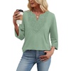 image:imageWIHOLL 34 Length Sleeve Womens Tops Boho V Neck Lace Shirt Trendy Blouses Dressy Casual Vacation Clothes S3XL05  Mint Green