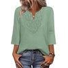 image:imageWIHOLL 34 Length Sleeve Womens Tops Boho V Neck Lace Shirt Trendy Blouses Dressy Casual Vacation Clothes S3XL05  Mint Green