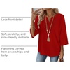 image:imageWIHOLL 34 Length Sleeve Womens Tops Boho V Neck Lace Shirt Trendy Blouses Dressy Casual Vacation Clothes S3XL05  Red