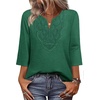 image:imageWIHOLL 34 Length Sleeve Womens Tops Boho V Neck Lace Shirt Trendy Blouses Dressy Casual Vacation Clothes S3XL08  Light Dark Green