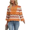 image:imageWIHOLL 34 Length Sleeve Womens Tops Boho V Neck Lace Shirt Trendy Blouses Dressy Casual Vacation Clothes S3XL08  Multi Orange