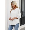 image:imageWIHOLL 34 Length Sleeve Womens Tops Pleated Front Crew Neck Blouses Dressy Casual Business Casual Spring Summer Shirts S3XL01  White