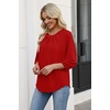 image:imageWIHOLL 34 Length Sleeve Womens Tops Pleated Front Crew Neck Blouses Dressy Casual Business Casual Spring Summer Shirts S3XL03  Red