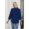 image:imageWIHOLL 34 Length Sleeve Womens Tops Pleated Front Crew Neck Blouses Dressy Casual Business Casual Spring Summer Shirts S3XL05  Navy Blue