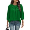 image:imageWIHOLL 34 Length Sleeve Womens Tops Pleated Front Crew Neck Blouses Dressy Casual Business Casual Spring Summer Shirts S3XL06  Green
