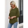 image:imageWIHOLL 34 Length Sleeve Womens Tops Pleated Front Crew Neck Blouses Dressy Casual Business Casual Spring Summer Shirts S3XL07  Army Green