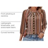 image:imageWIHOLL 34 Length Sleeve Womens Tops Pleated Front Crew Neck Blouses Dressy Casual Business Casual Spring Summer Shirts S3XL09  Brown Tribal
