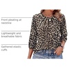 image:imageWIHOLL 34 Length Sleeve Womens Tops Pleated Front Crew Neck Blouses Dressy Casual Business Casual Spring Summer Shirts S3XL10  Leopard Print