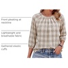 image:imageWIHOLL 34 Length Sleeve Womens Tops Pleated Front Crew Neck Blouses Dressy Casual Business Casual Spring Summer Shirts S3XL11  Beige Plaid