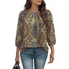 image:imageWIHOLL 34 Length Sleeve Womens Tops Pleated Front Crew Neck Blouses Dressy Casual Business Casual Spring Summer Shirts S3XL12  Blue Boho Stripe