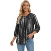 image:imageWIHOLL 34 Length Sleeve Womens Tops Pleated Front Crew Neck Blouses Dressy Casual Business Casual Spring Summer Shirts S3XL13  Black White Tie Dye