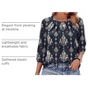 image:imageWIHOLL 34 Length Sleeve Womens Tops Pleated Front Crew Neck Blouses Dressy Casual Business Casual Spring Summer Shirts S3XL14  Navy Vintage Floral