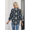 image:imageWIHOLL 34 Length Sleeve Womens Tops Pleated Front Crew Neck Blouses Dressy Casual Business Casual Spring Summer Shirts S3XL14  Navy Vintage Floral