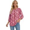 image:imageWIHOLL 34 Length Sleeve Womens Tops Pleated Front Crew Neck Blouses Dressy Casual Business Casual Spring Summer Shirts S3XL15  Pink Paisley