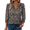 image:imageWIHOLL 34 Length Sleeve Womens Tops with Button Cuffs Dressy Casual V Neck Summer Outfits Early Fall Fashion Spring Clothes01  Black Floral Print